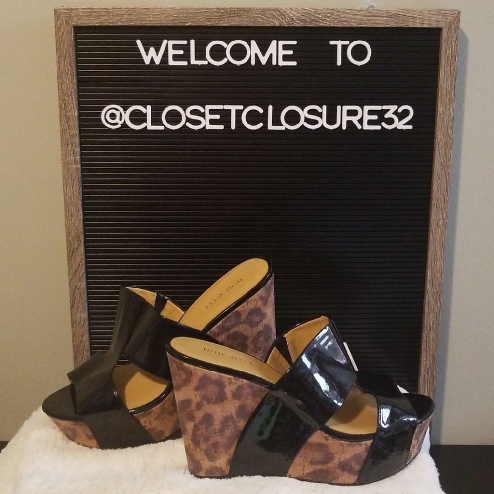 Nine West leopard print cork wedge